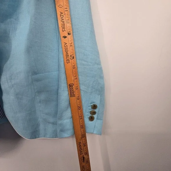 Talbots Aberdeen 100% Linen Blazer Jacket Women's Size 14P Stand Collar Lined - Picture 7 of 13